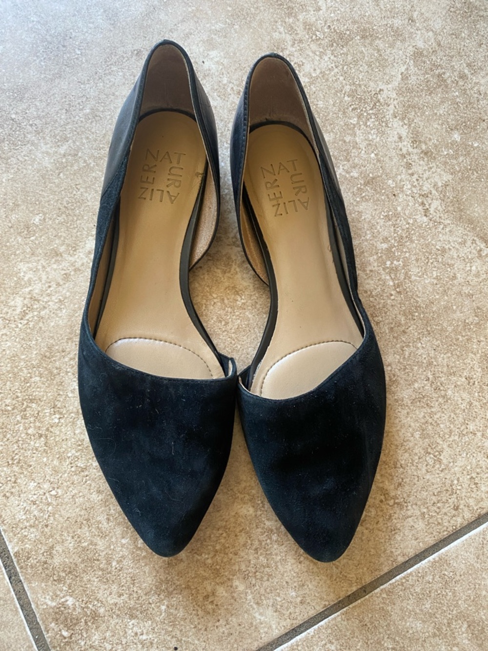 Naturalizer Black Suede Pointed D'Orsay Flats
